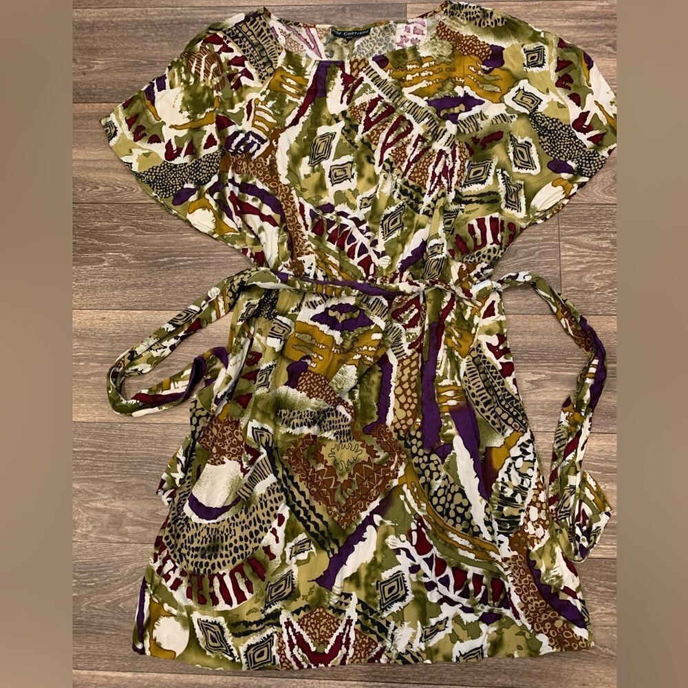Mlle Gabrielle Women’s Mini Dress Size: 2X Elastic Waist with Tie
